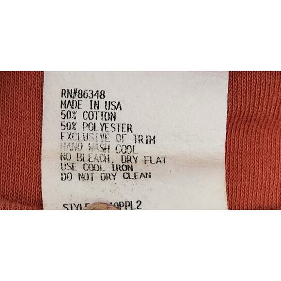 Christina Hope Petite Orange Round Neck Gold Studs Top Large Lightweight Stretch - Picture 6 of 6